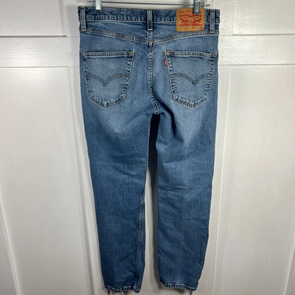 Levi Strauss 514 Straight Fit Jeans Mens‎ W32 L32 Medium Wash Denim Distressed